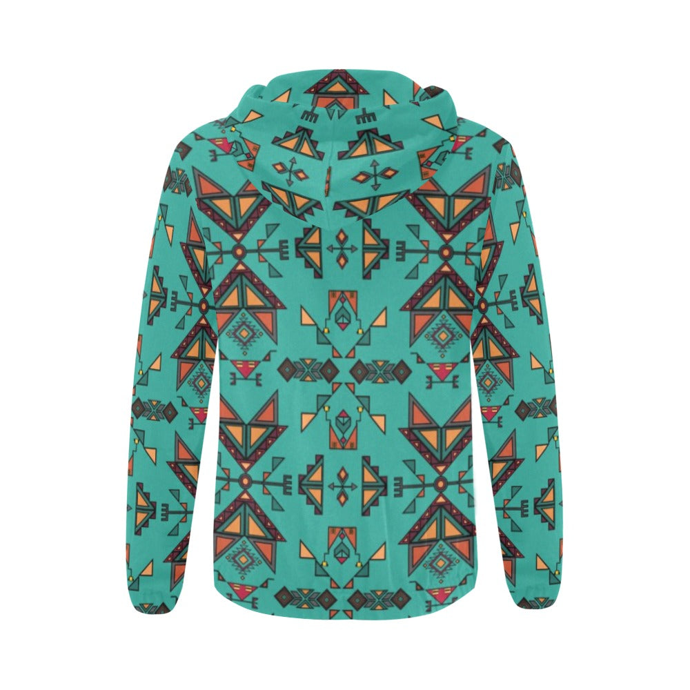 Arrow dawn Turquoise Full Zip Hoodie for Women