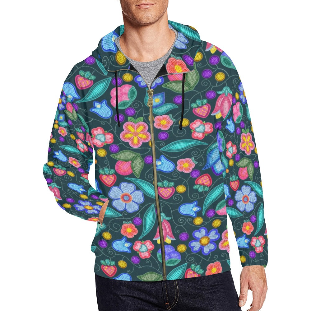 Sweet Offering Dark Teal Men's Zipper Hoodie
