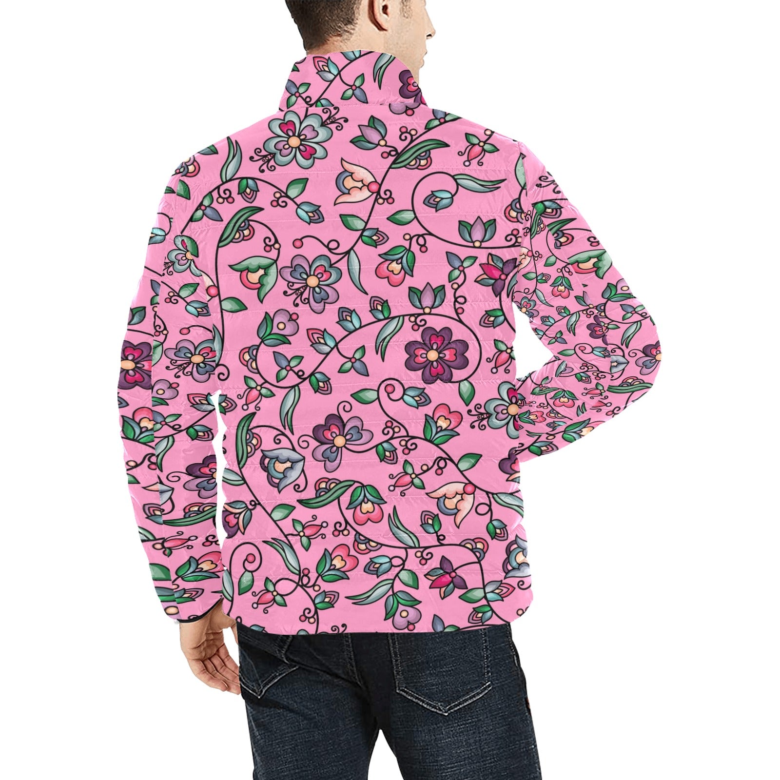 Amber Evening Garland Pink Men's Padded Jacket