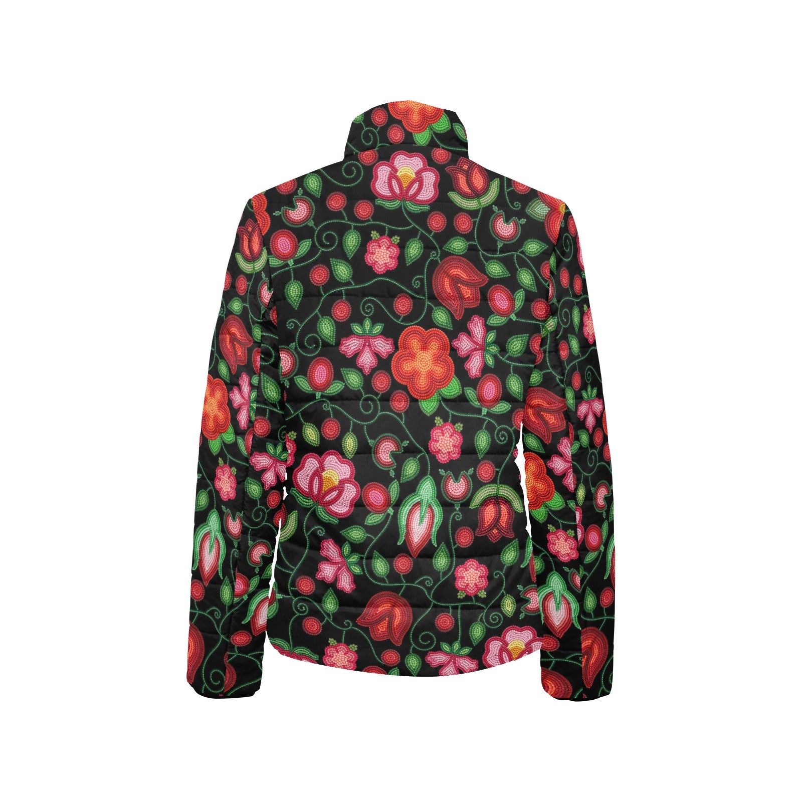 Rose Reverie Black Women's Stand Collar Padded Jacket