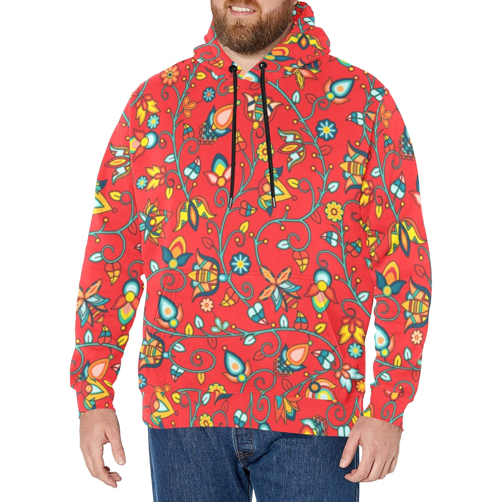 Thorny Path Red Men's Long Sleeve Fleece Hoodie