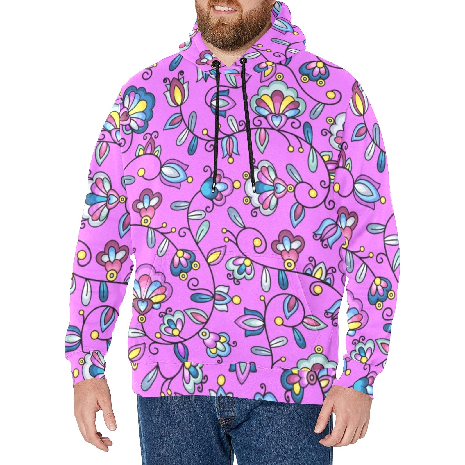 Autumn Bundle Blessing Purple Men's Long Sleeve Fleece Hoodie