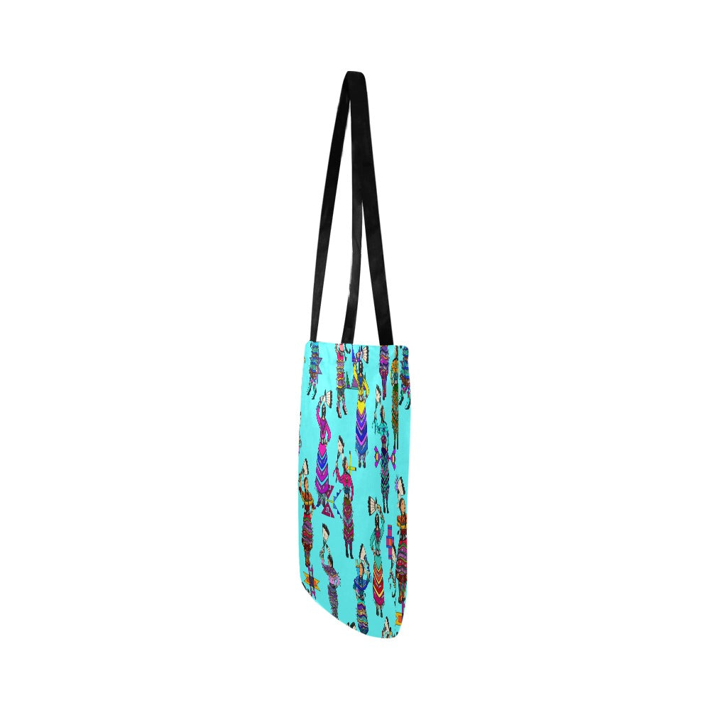 Women's Jingle Dancers Turquoise Reusable Shopping Bag (Two sides)