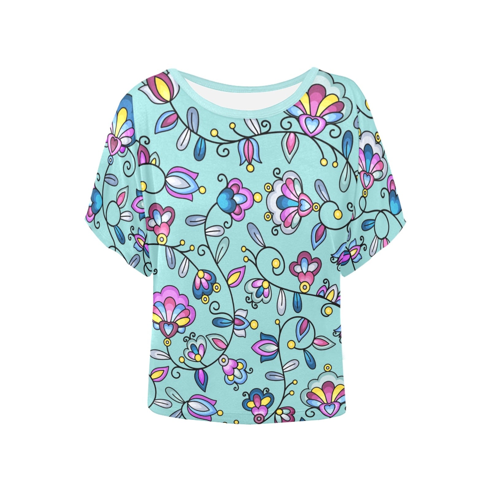 Autumn Bundle Blessing Turquoise Women's Batwing-Sleeved Blouse T shirt