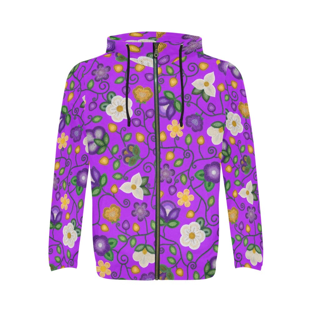 Midnight Moss Bloom Purple Men's Zipper Hoodie