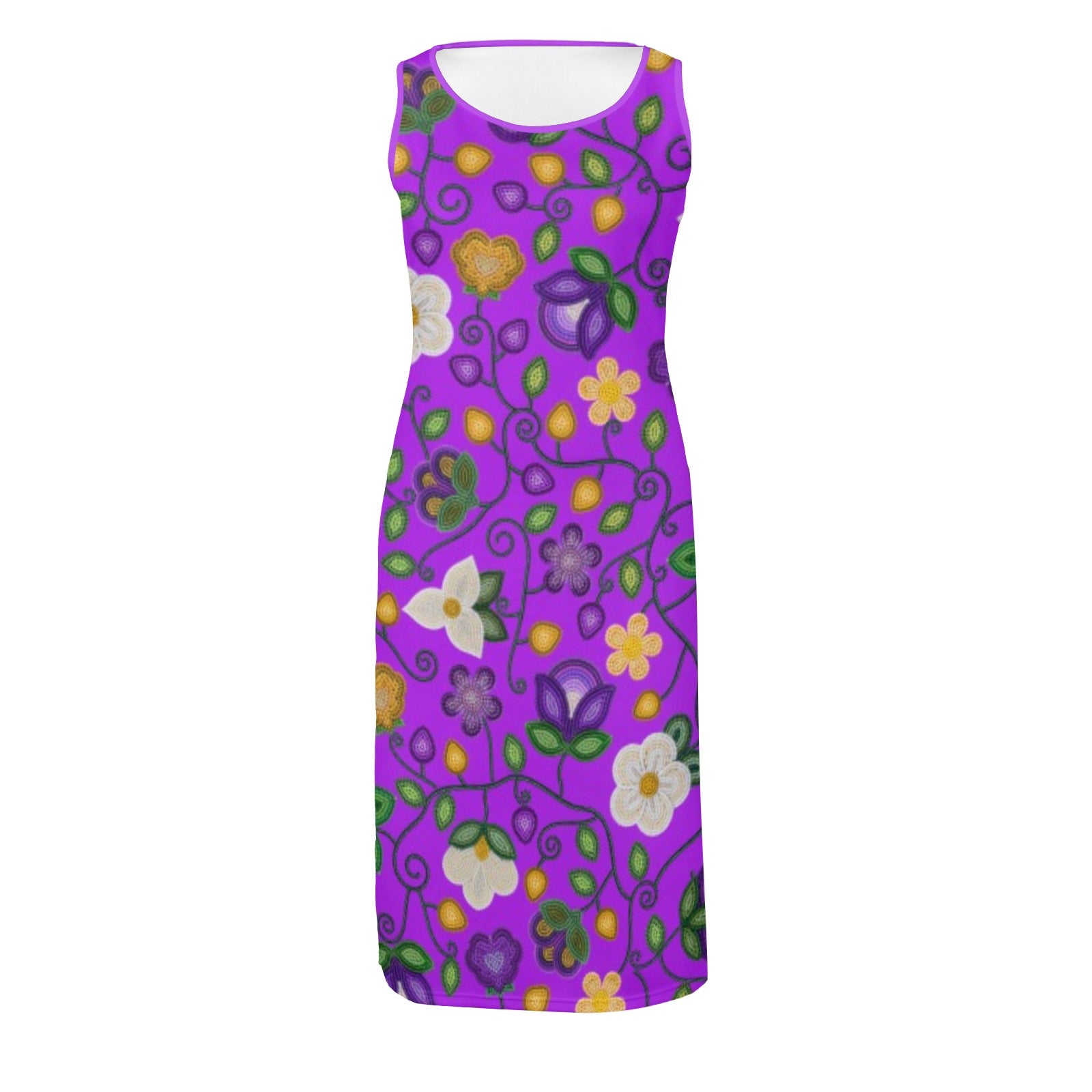 Midnight Moss Bloom Purple Phaedra Sleeveless Open Fork Long Dress