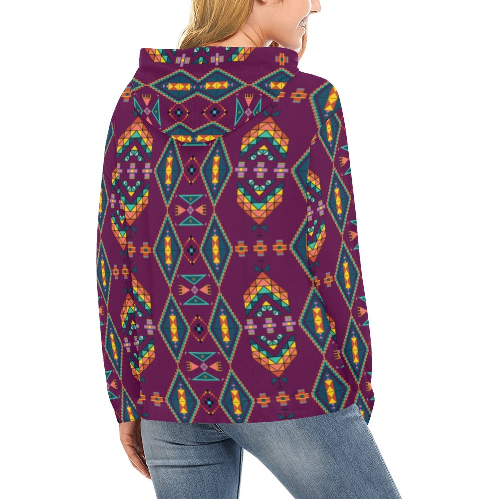 Travois Tipi Berry Hoodie for Women (USA Size)