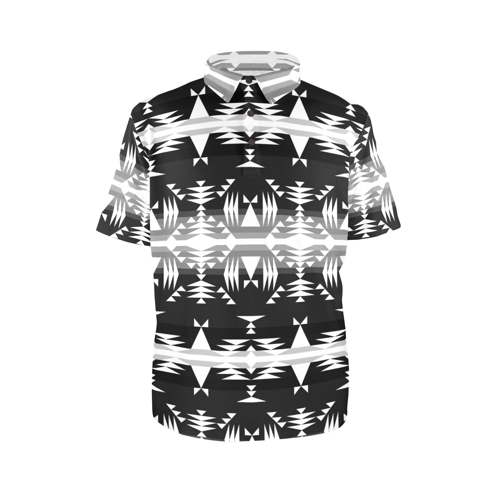 Between the Mountains Black and White Polo Shirt