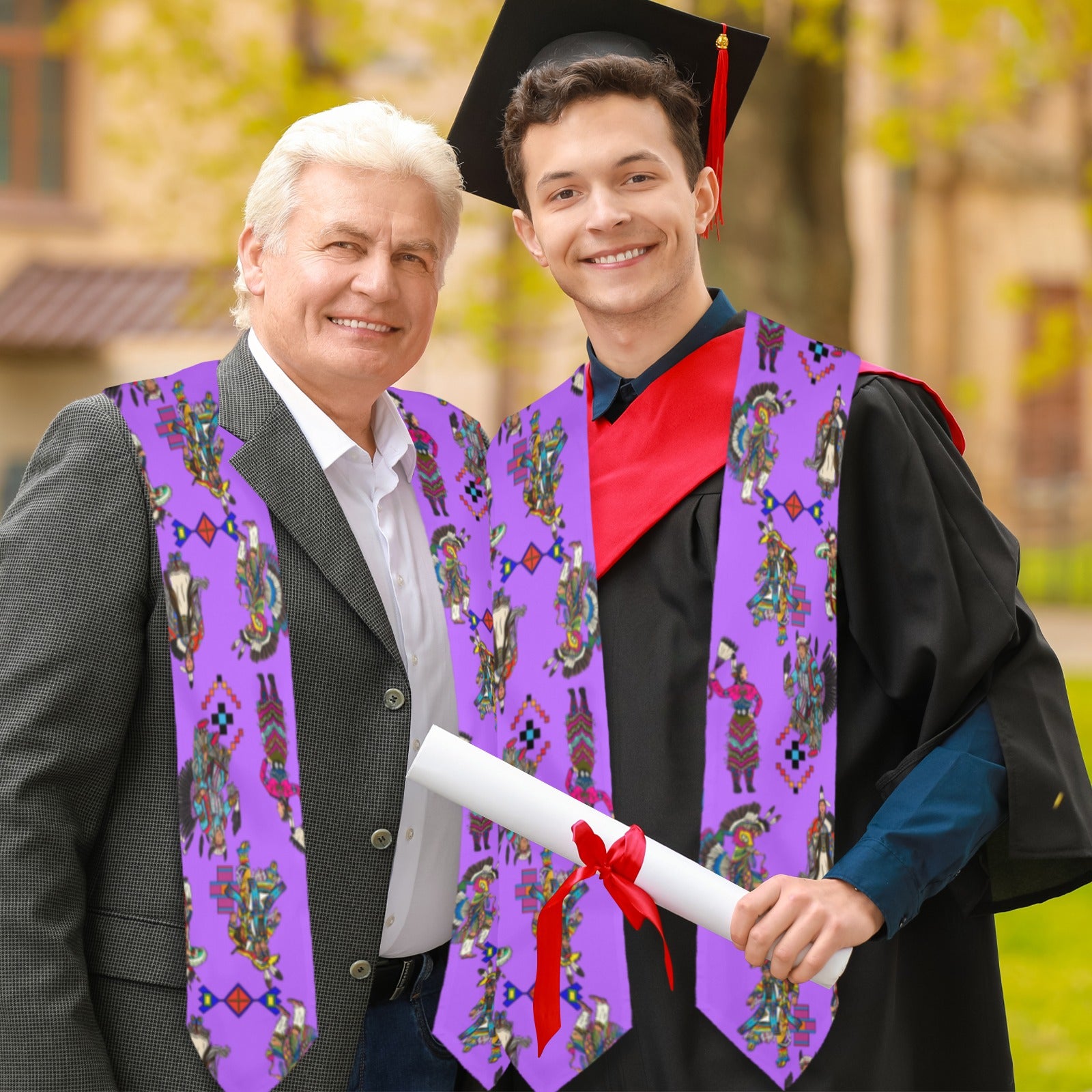 Grand Entry Dancers Purple Graduation Stole