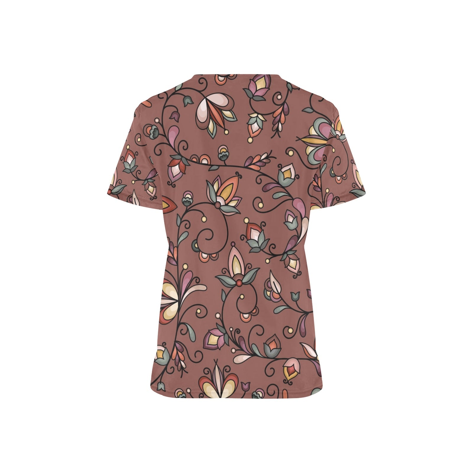 Burnt Sky Petals Brown Scrub Top