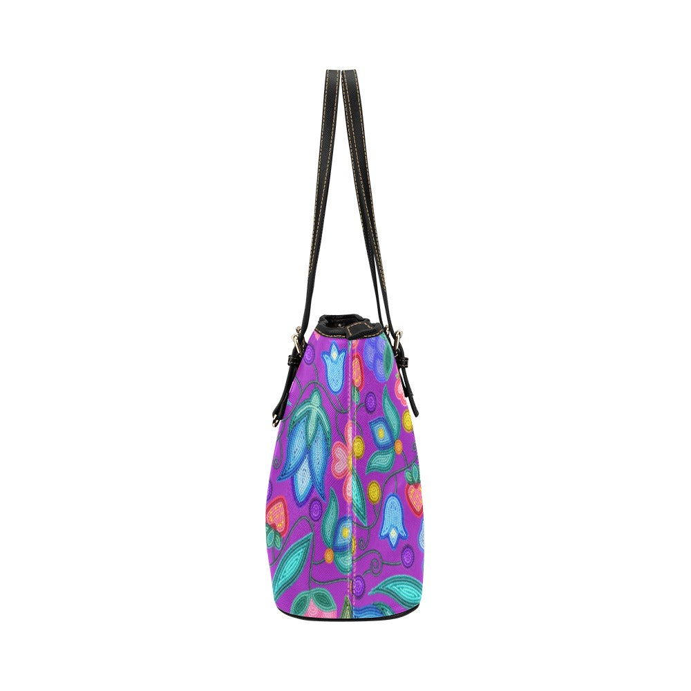 Sweet Offering Purple Leather Tote Bag/Large