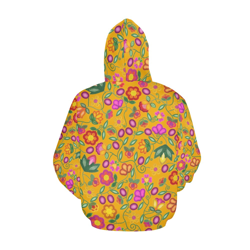 Boreal Bounty Yellow All Over Print Hoodie for Women (USA Size)