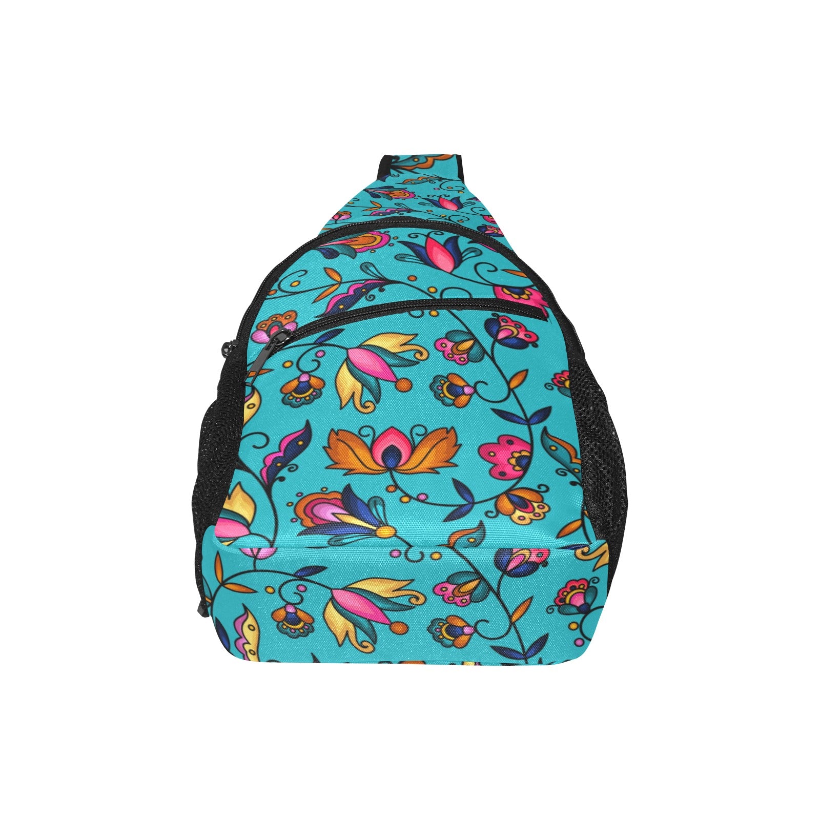 Copper Prairie Petals Turquoise  Chest Bag