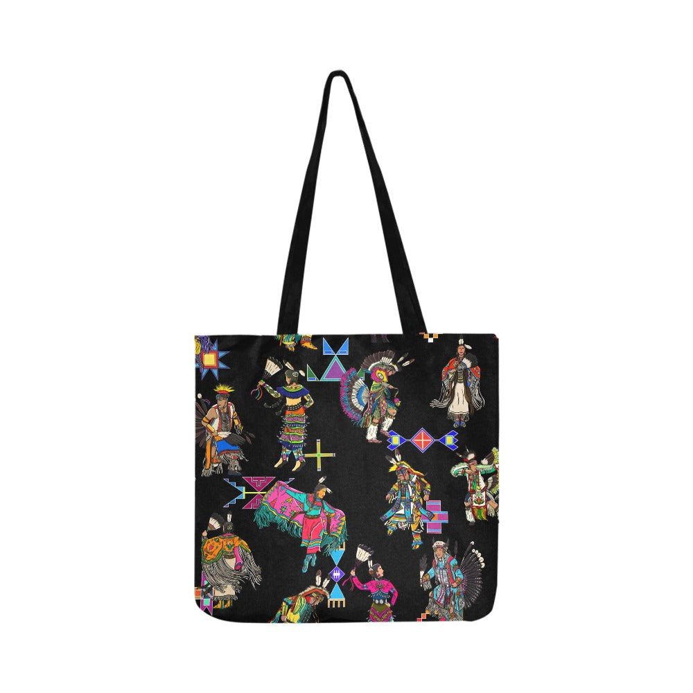 Grand Entry Dancers Black Reusable Shopping Bag (Two sides)