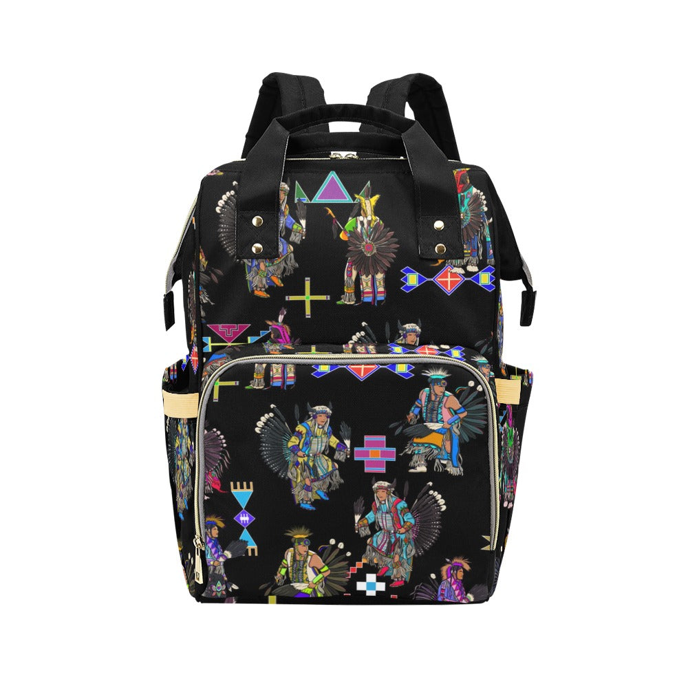 Men's Tradish Dancers Black Multi-Function Diaper Backpack/Diaper Bag