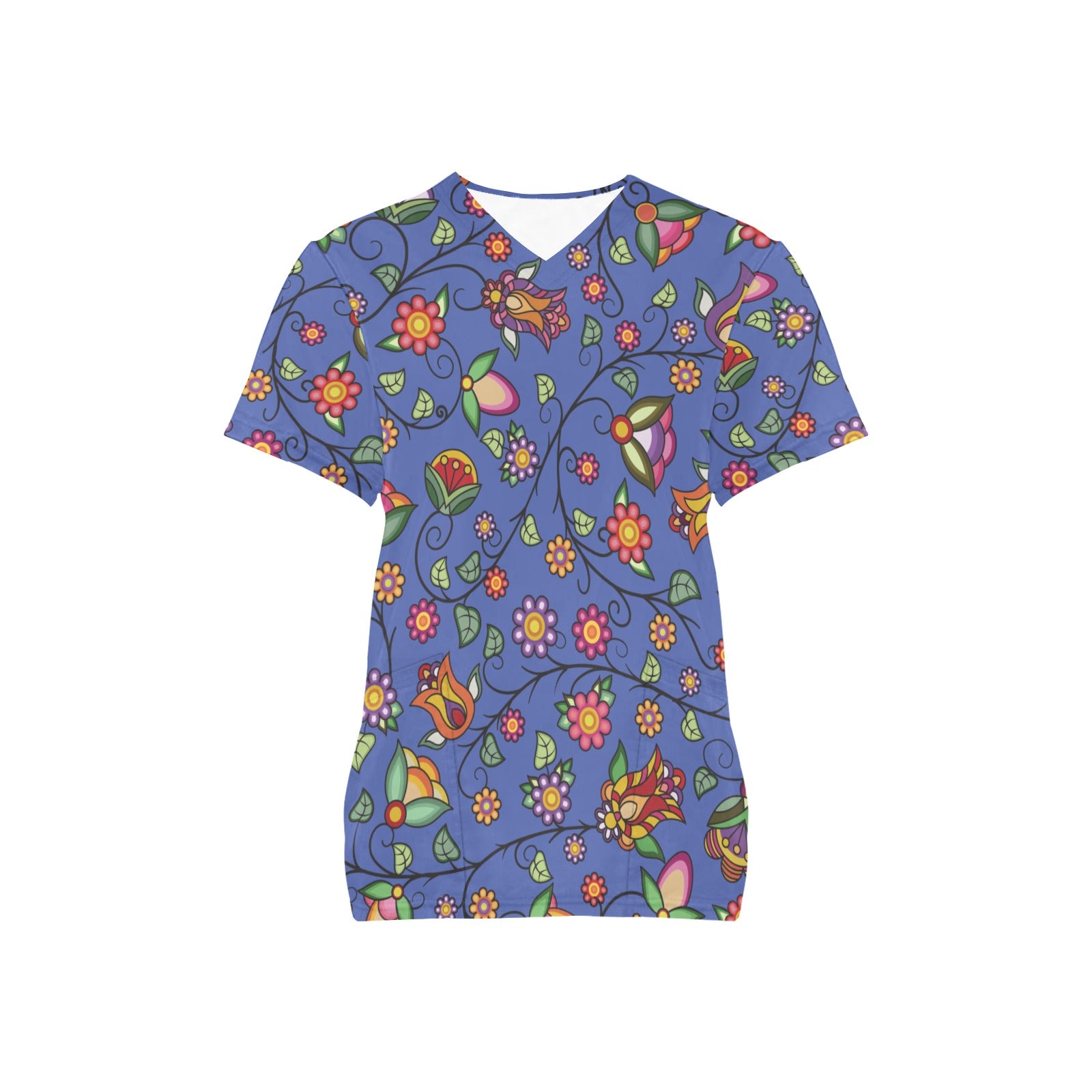 Heartbeat Petals Blue Scrub Top