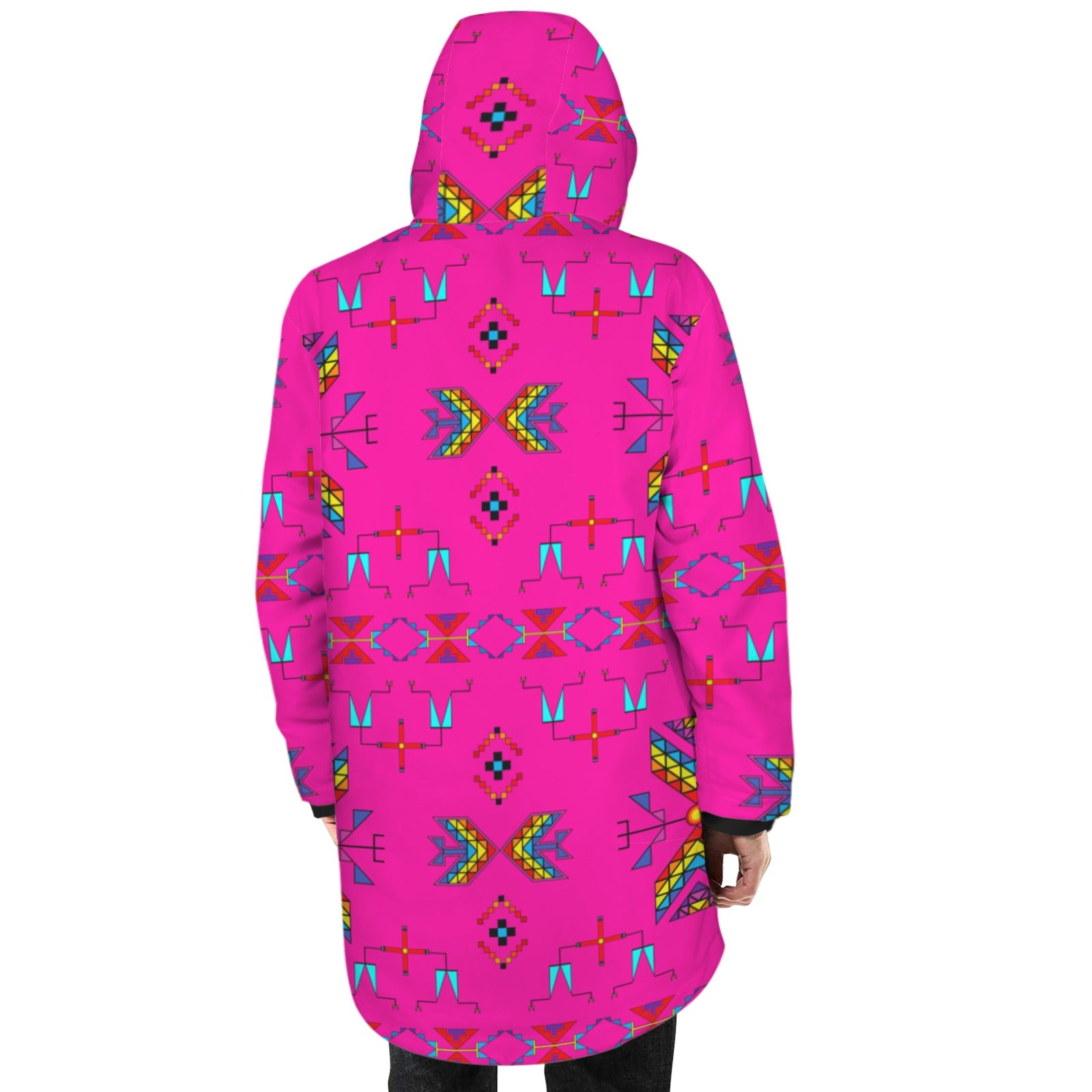 Rainy Chief Rainbow Hot Pink Unisex Sherpa Lined Hooded Coat