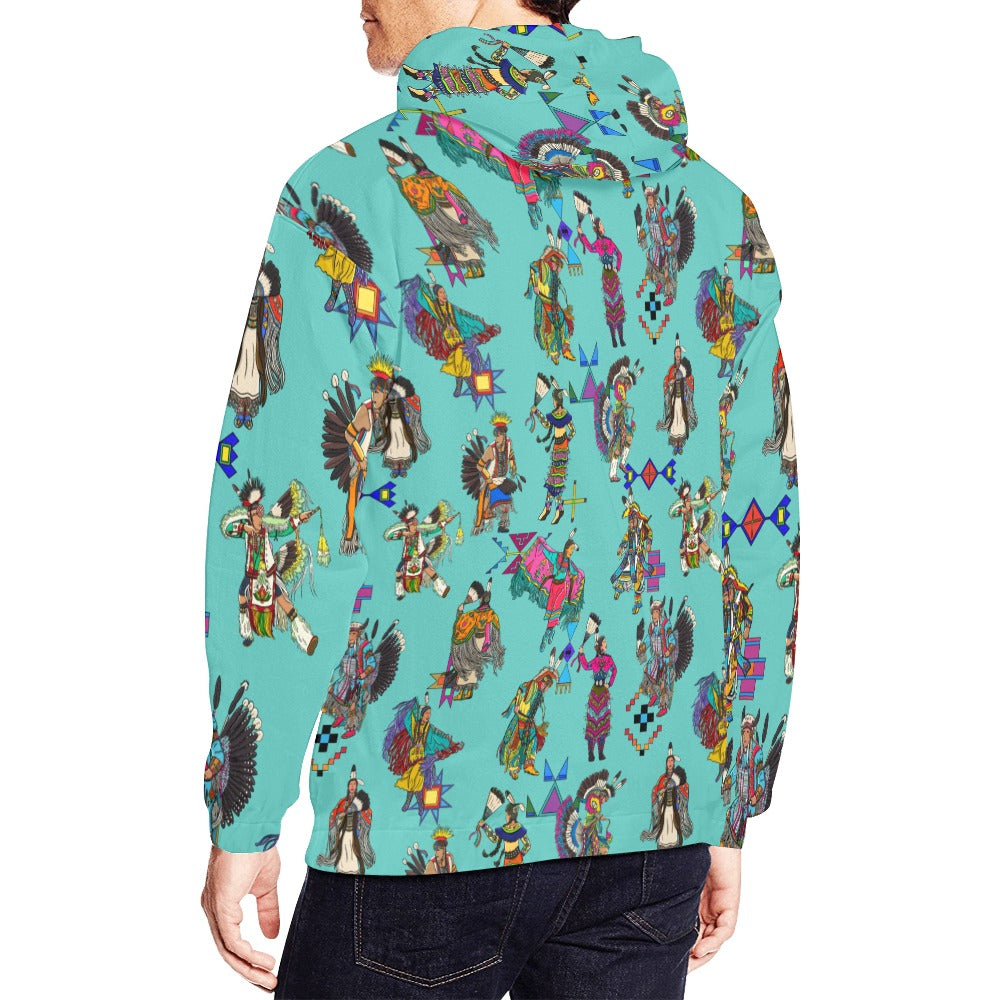 Grand Entry Dancers Eggshell Blue Hoodie for Men (USA Size)
