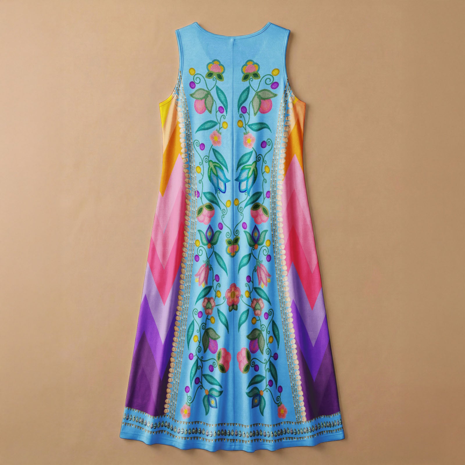 Beaded Offering Turquoise 1 Women's Sleeveless Long Dress