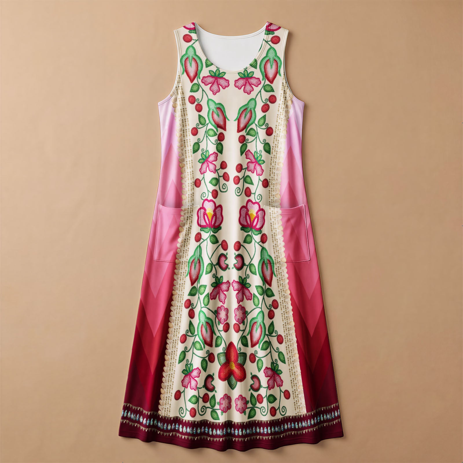 Beaded Offering Cream 1 Women's Sleeveless Long Dress