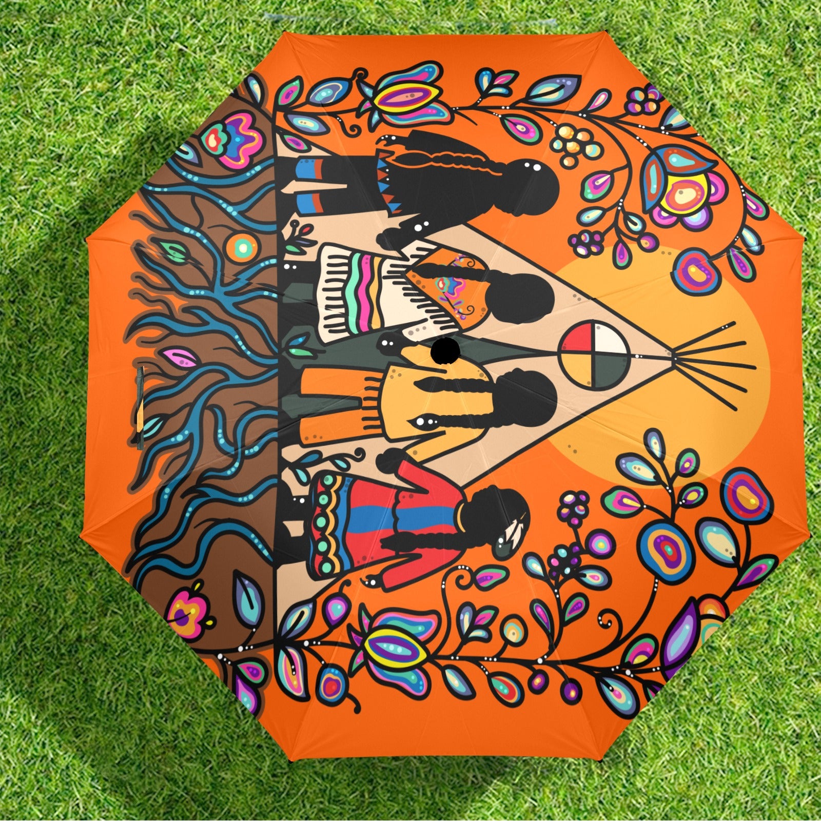 Rooted in Culture Semi-Automatic Foldable Umbrella