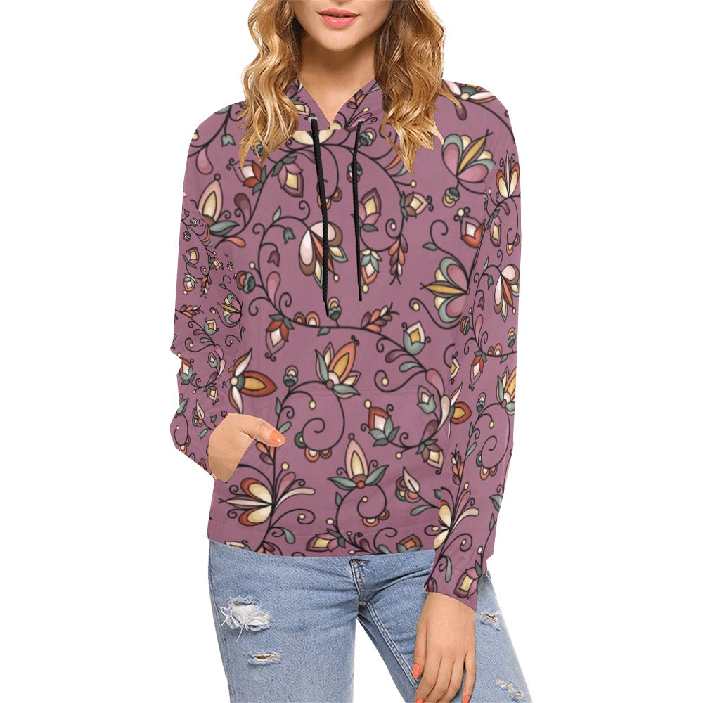 Burnt Sky Petals Magenta Hoodie for Women (USA Size)