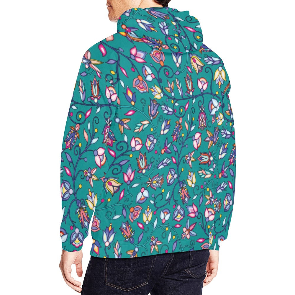 Buffalo Bloom Turquoise Hoodie for Men (USA Size)