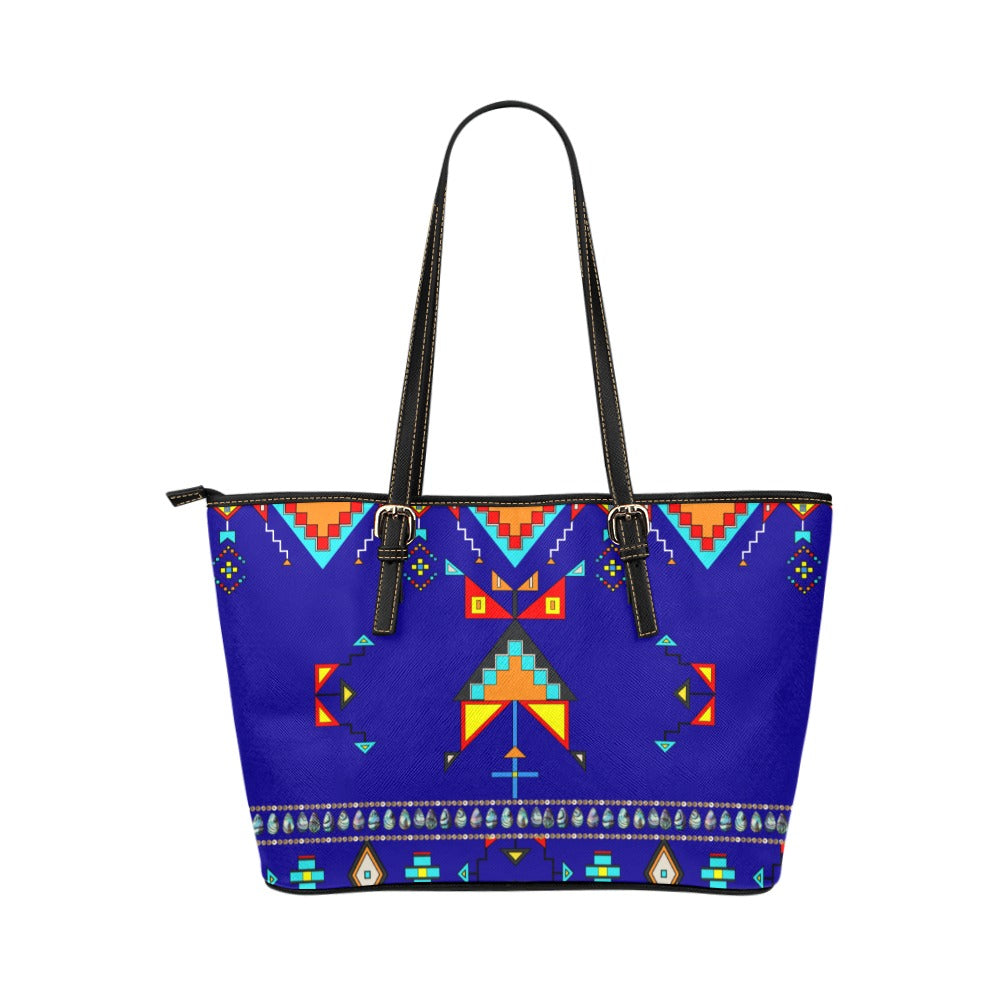 Sentinel of the Plains Navy Leather Tote Bag/Large
