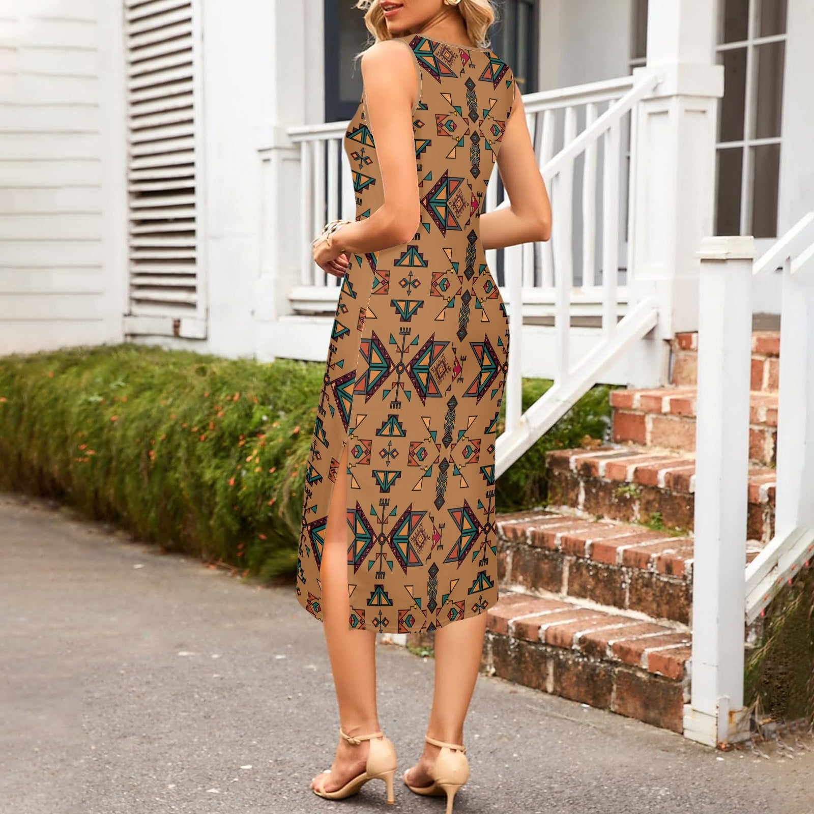 Arrow Dawn Brown Phaedra Sleeveless Open Fork Long Dress