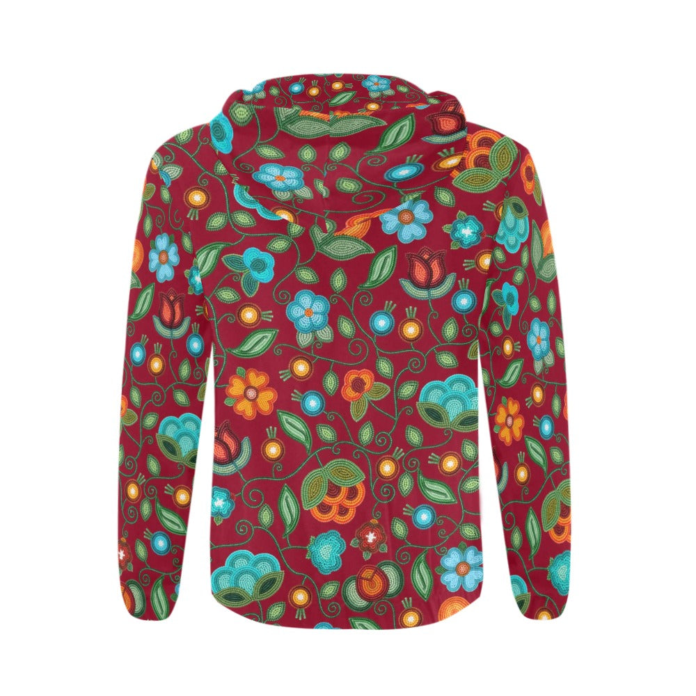 Prairie Fire Petals Red Men's Zipper Hoodie