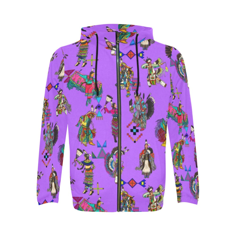 Grand Entry Dancers Purple Men's Zipper Hoodie