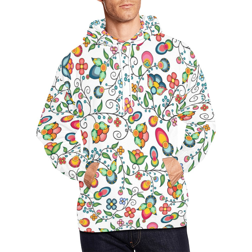 Floral Bounty White Hoodie for Men (USA Size)