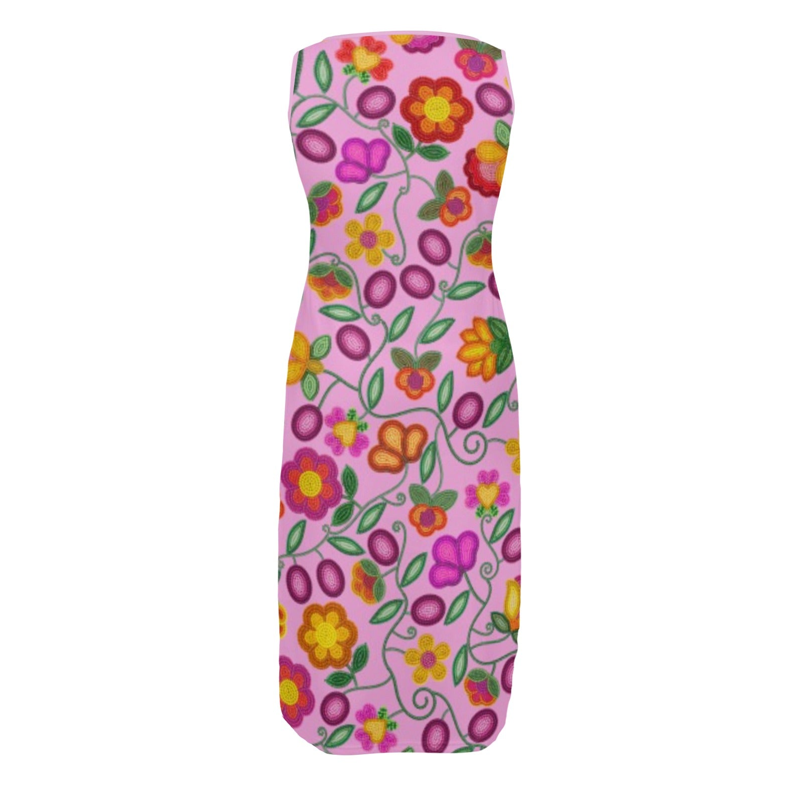 Boreal Bounty Pink Phaedra Sleeveless Open Fork Long Dress