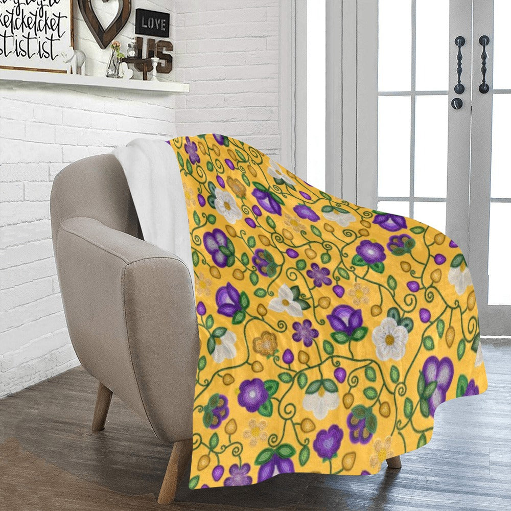 Midnight Moss Bloom Yellow Ultra-Soft Micro Fleece Blanket 50"x60"