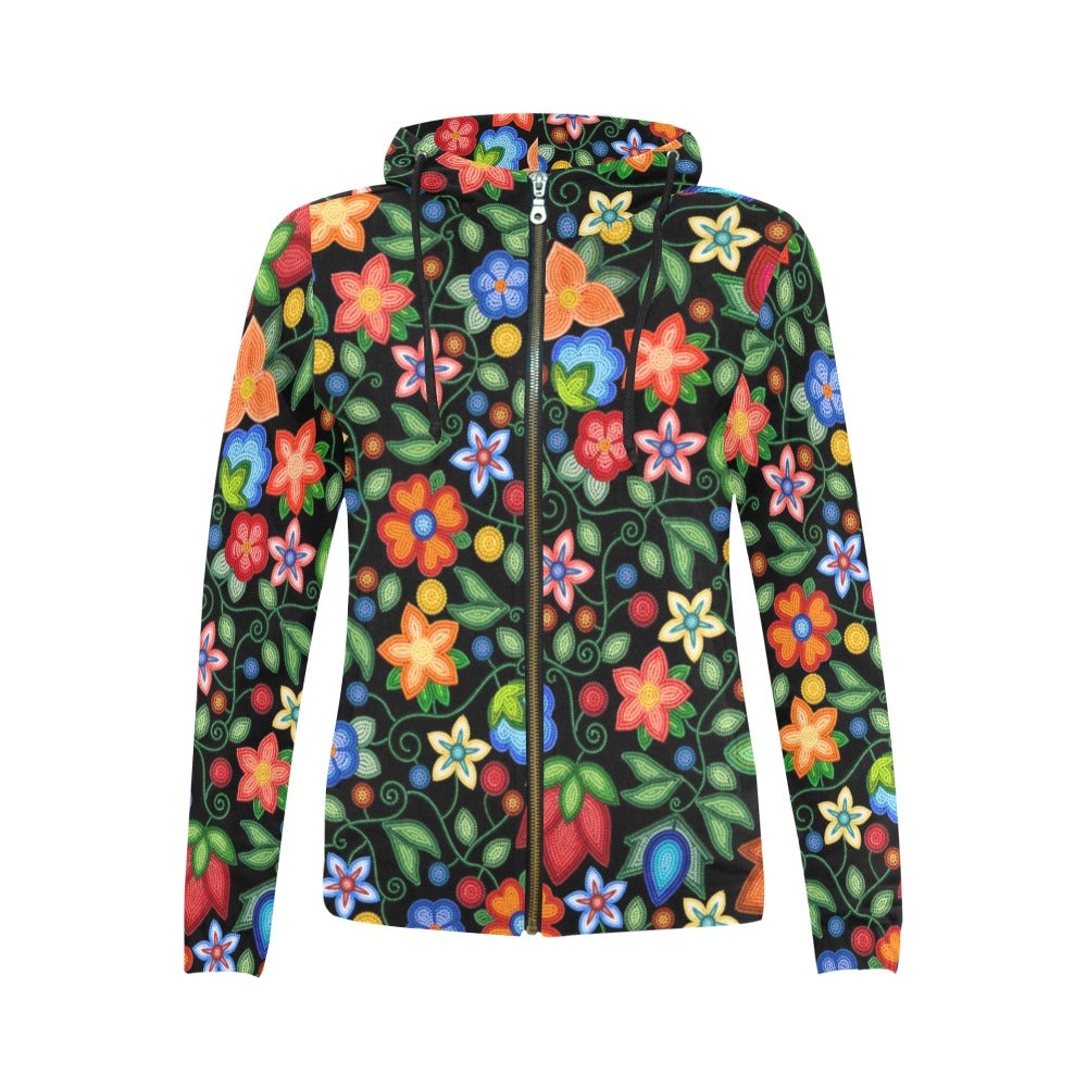 Morning Harmony Black Full Zip Hoodie for Women