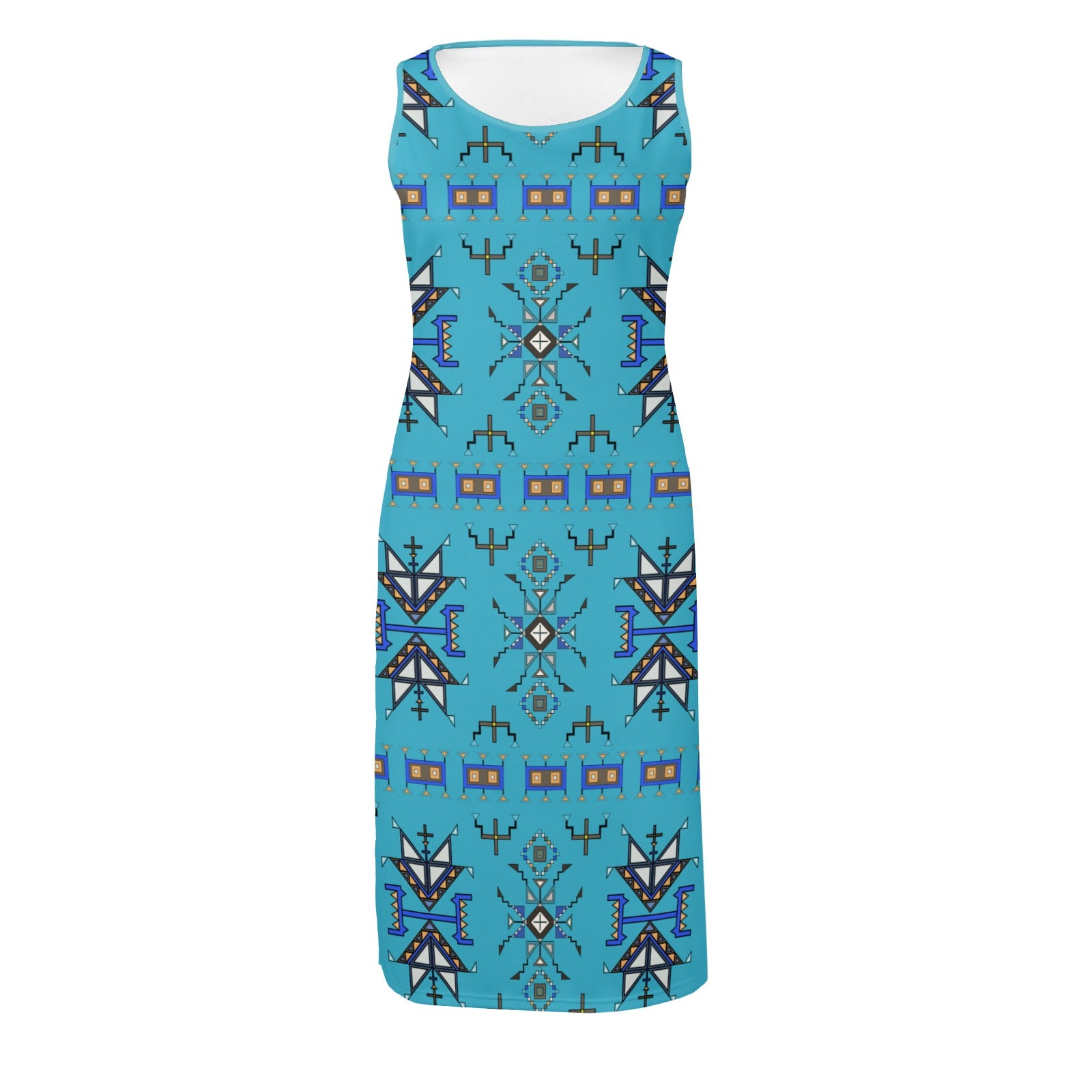 Eagle Strike Blue Phaedra Sleeveless Open Fork Long Dress