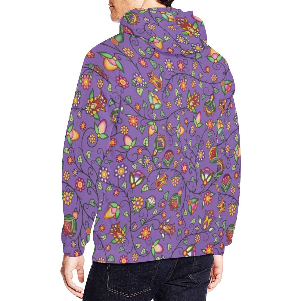 Heartbeat Petals Purple Hoodie for Men (USA Size)