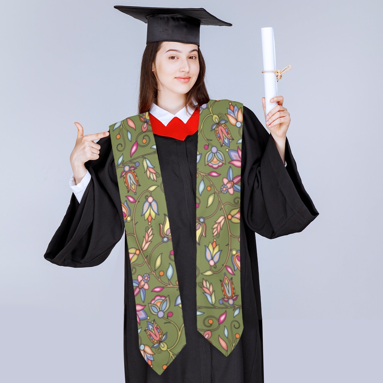 Buffalo Bloom Sage Graduation Stole