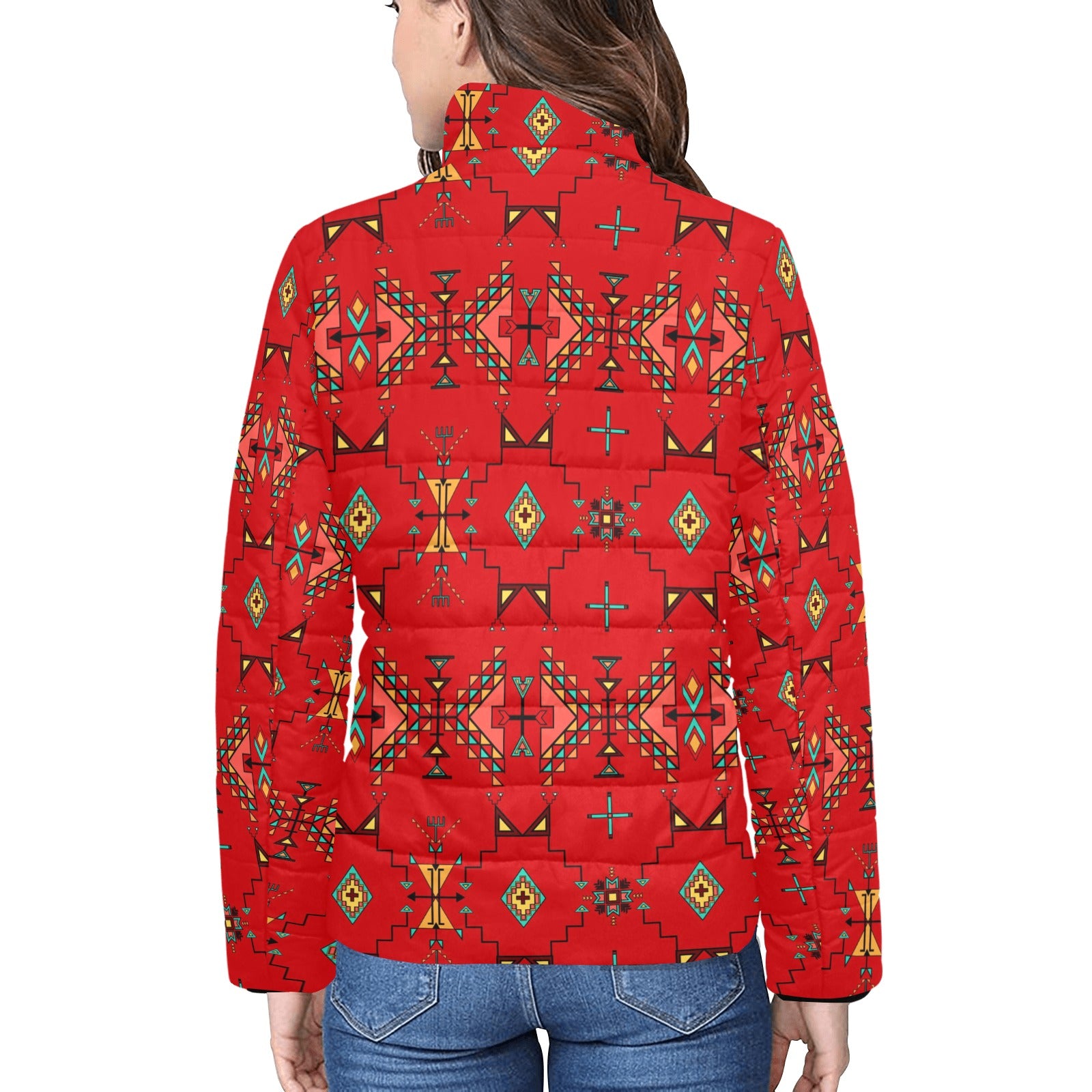 Thunder Flight Red Women's Stand Collar Padded Jacket