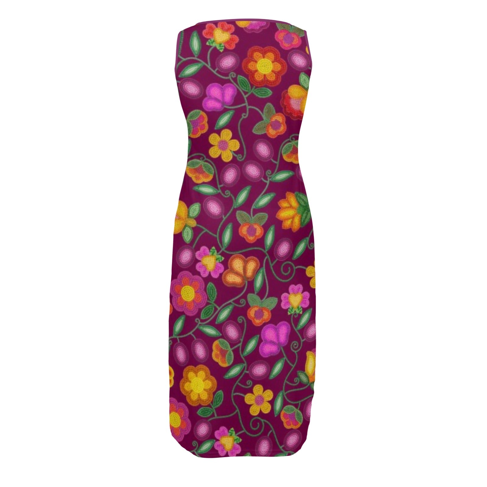 Boreal Bounty Dark Magenta Phaedra Sleeveless Open Fork Long Dress