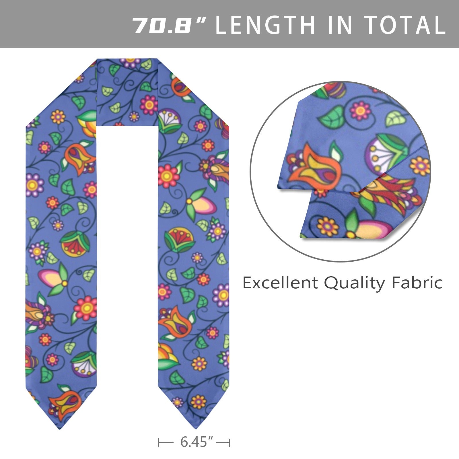 Heartbeat Petals Blue Graduation Stole