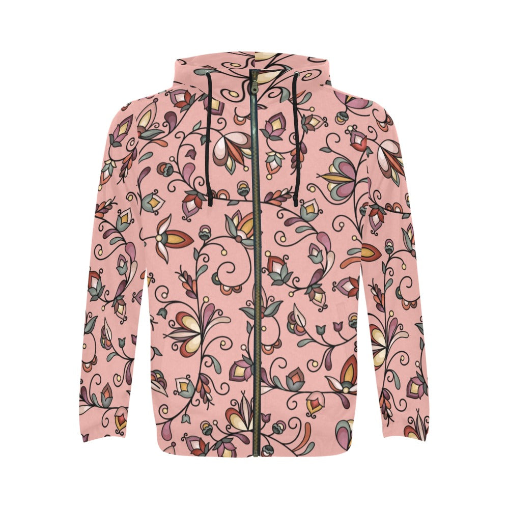 Burnt Sky Petals Peach Men's Zipper Hoodie