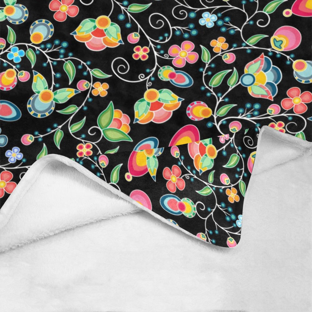 Floral Bounty Black Ultra-Soft Micro Fleece Blanket 50"x60"
