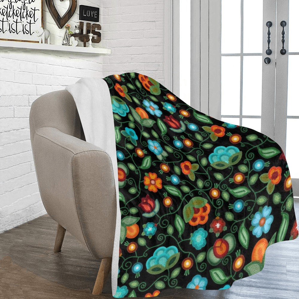 Prairie Fire Petals Black Ultra-Soft Micro Fleece Blanket 60"x80"