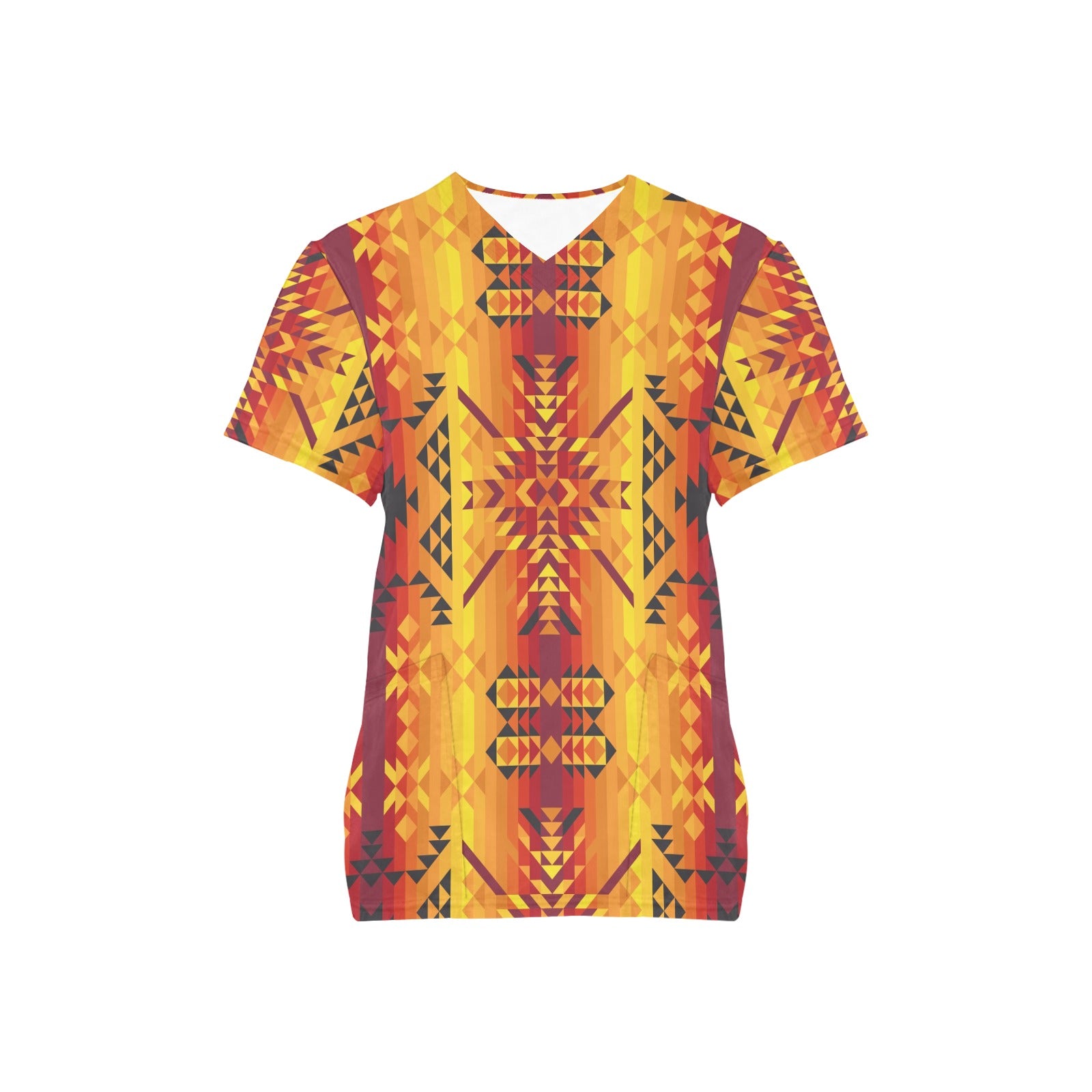Desert Geo Yellow Red Scrub Top