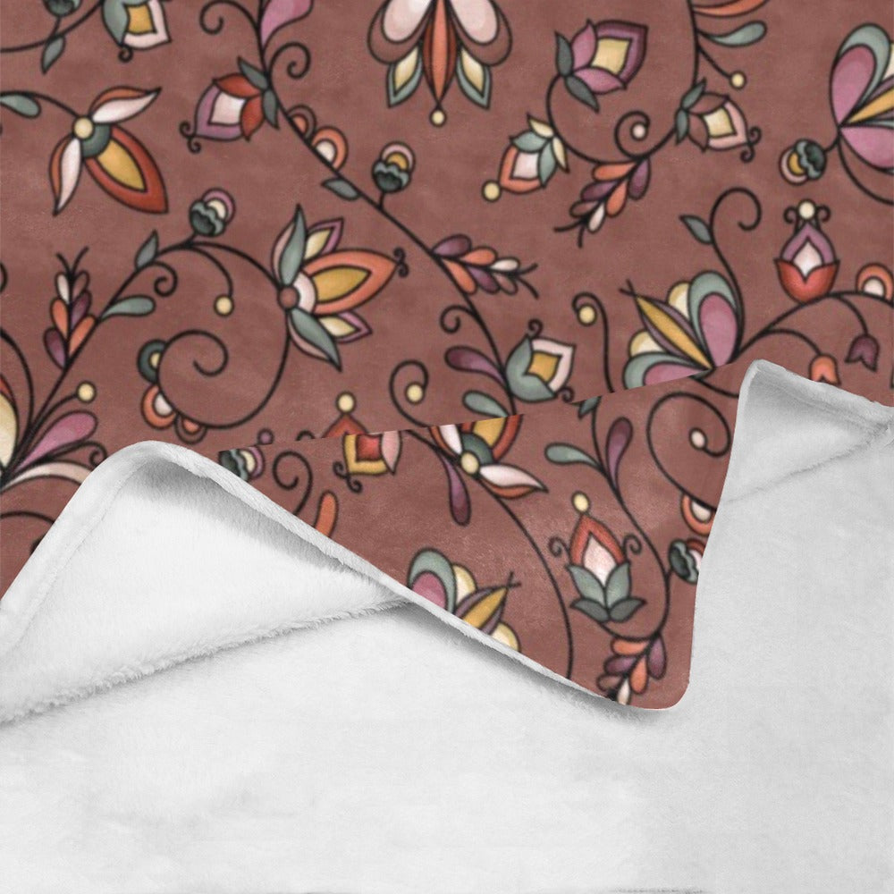 Burnt Sky Petals Brown Ultra-Soft Micro Fleece Blanket 40"x50"