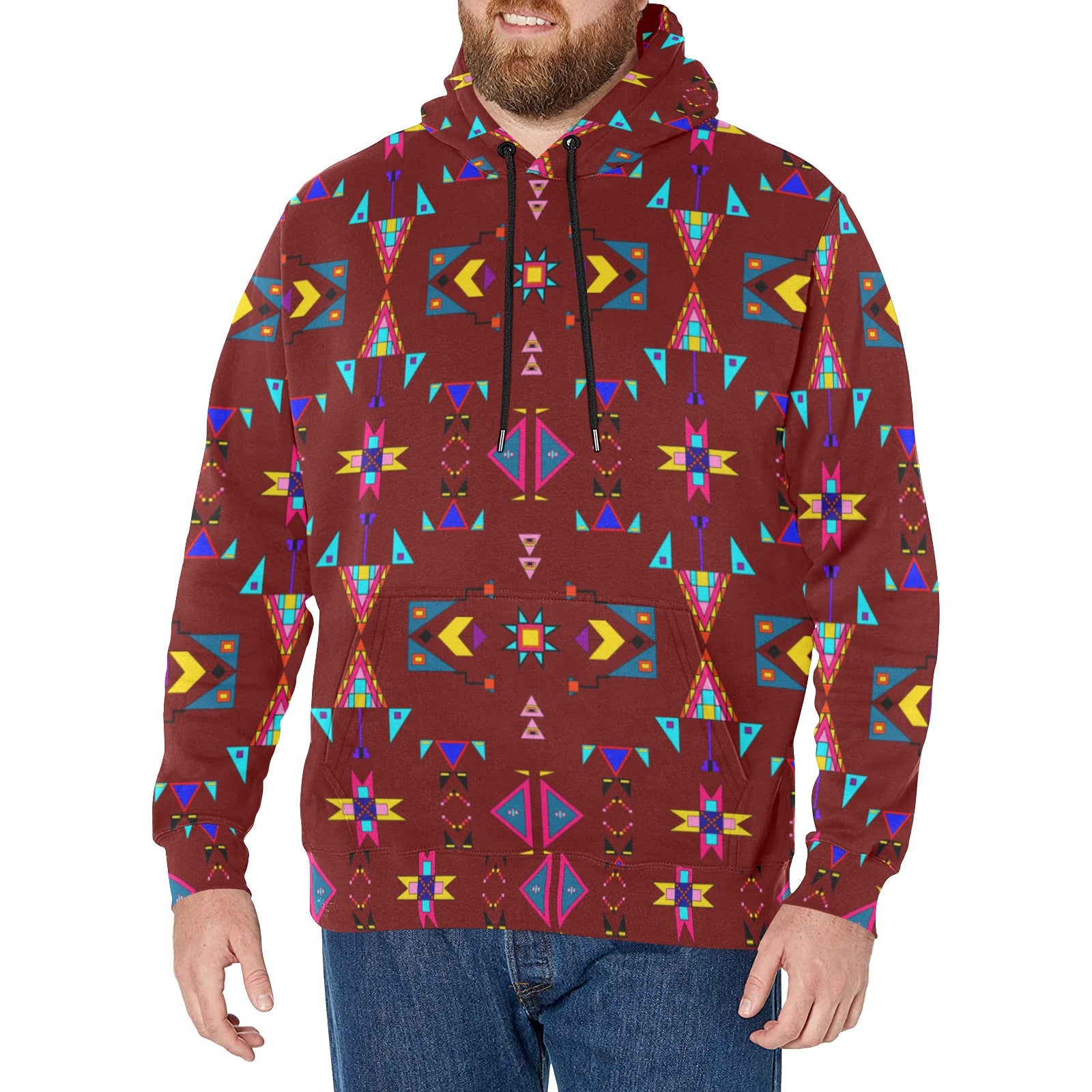 Enemy Territory Dark Maroon Men's Long Sleeve Fleece Hoodie