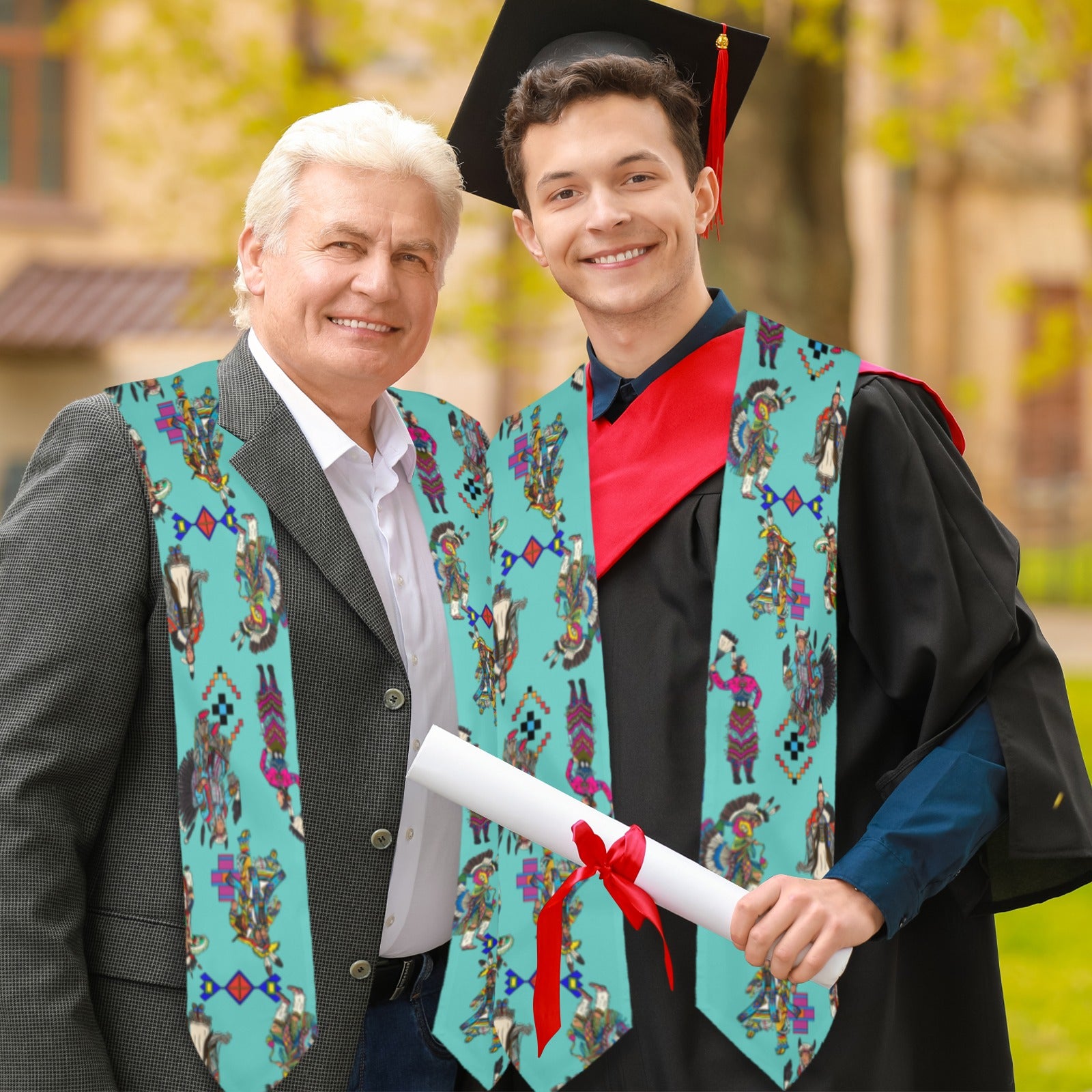 Grand Entry Dancers Eggshell Blue Graduation Stole