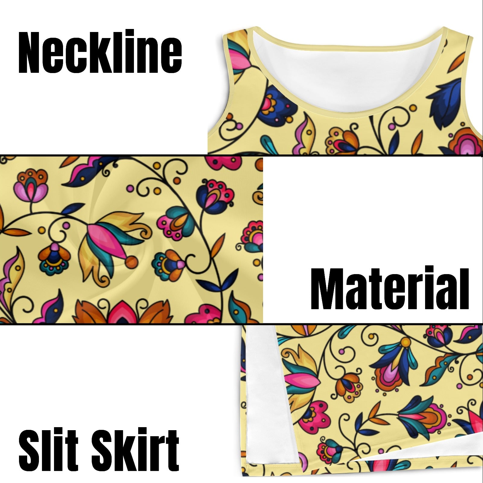 Copper Prairie Petals Yellow Phaedra Sleeveless Open Fork Long Dress