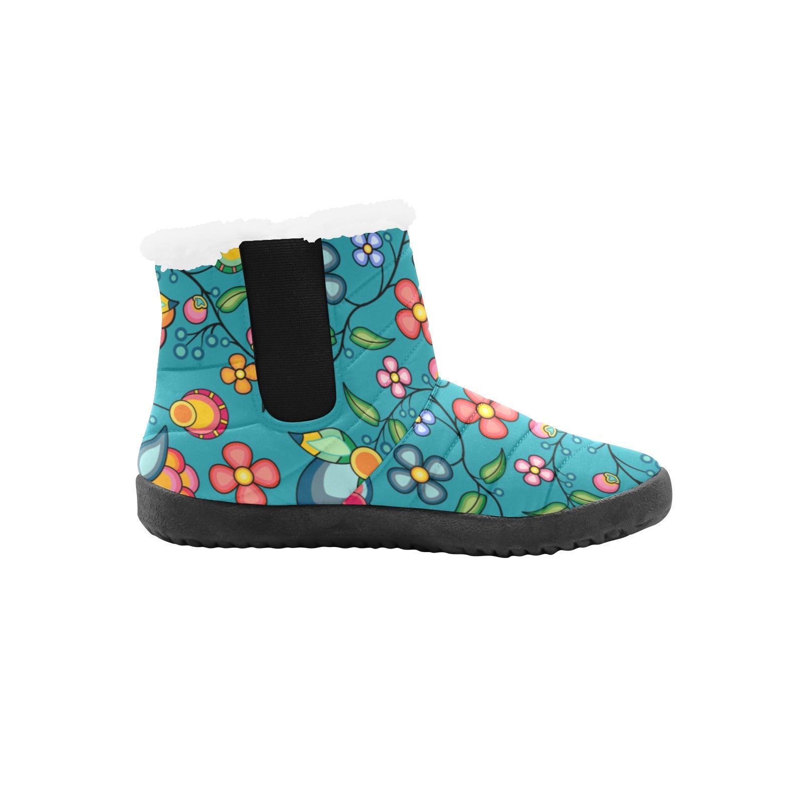 Floral Bounty Teal Women's Padded Winter Boot